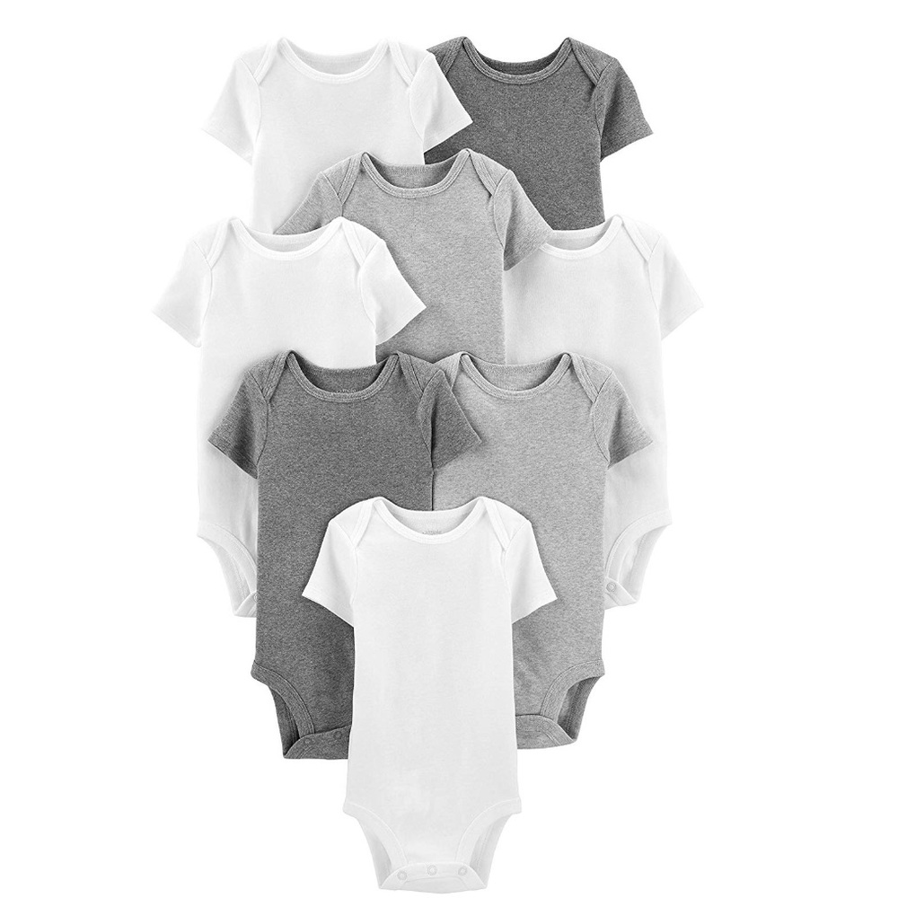 Baby 8-Pack Short-Sleeve Bodysuit Infant Gray Set